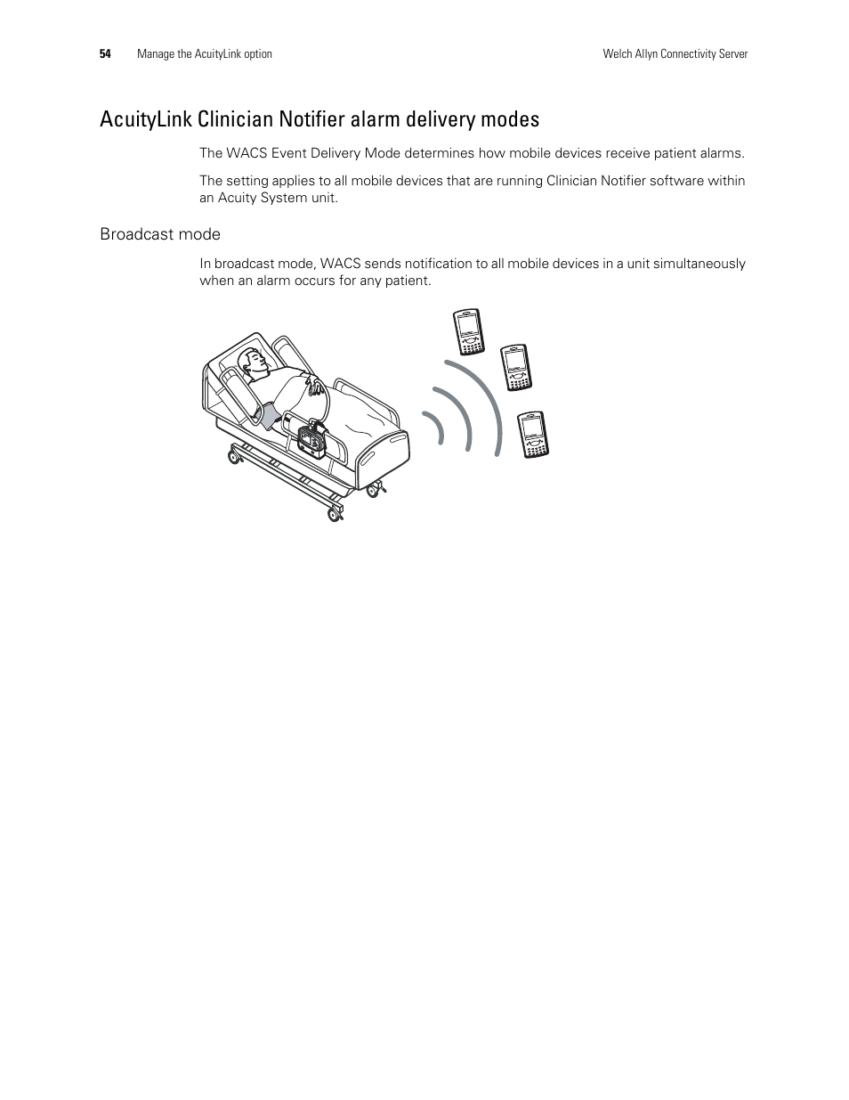 Acuitylink clinician notifier alarm delivery modes | Welch Allyn Connectivity Server - User Manual User Manual | Page 58 / 96