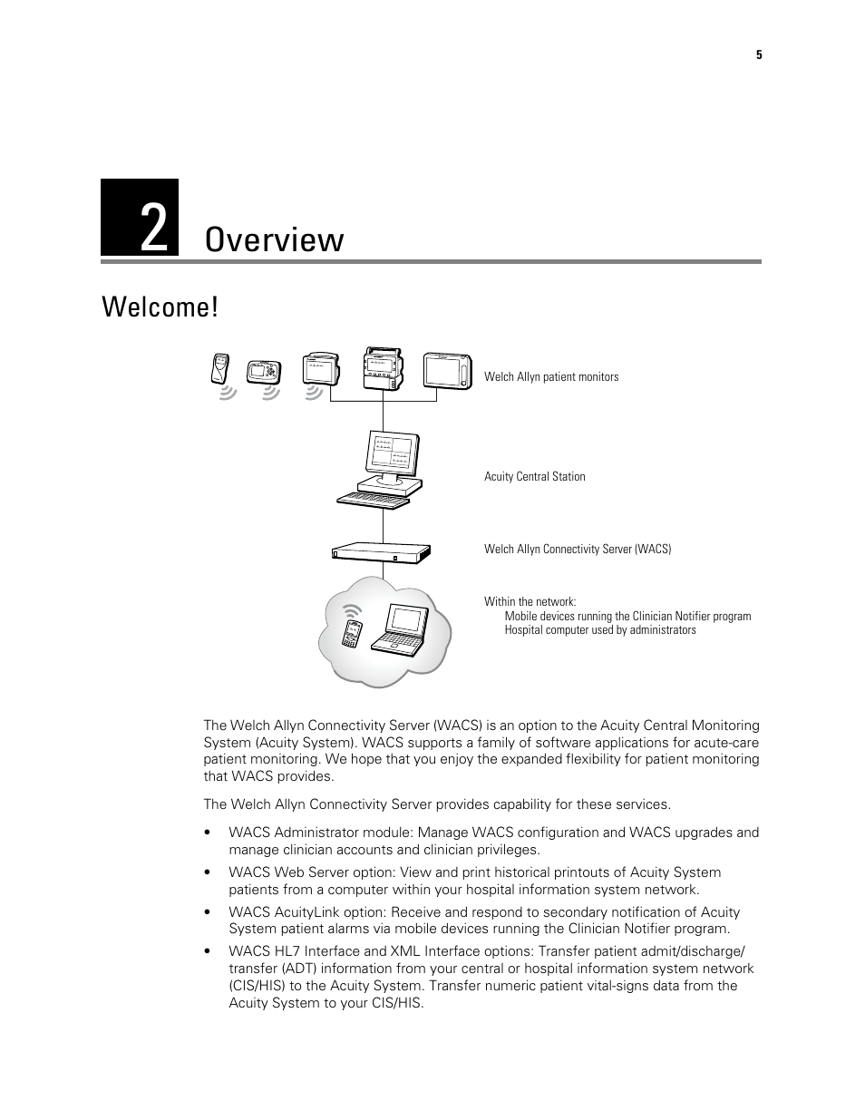 Overview, Welcome, 2 - overview | Welch Allyn Connectivity Server - User Manual User Manual | Page 9 / 96