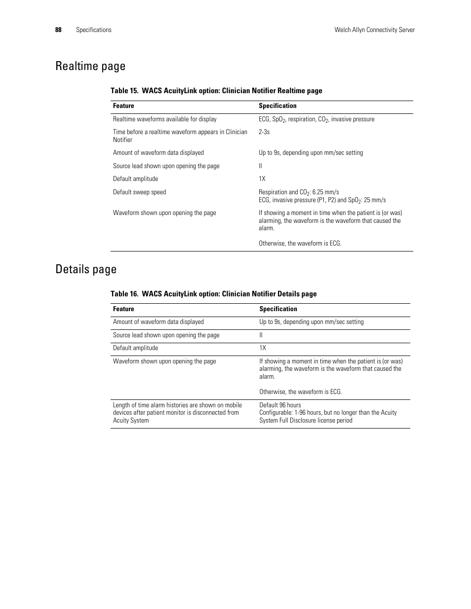 Realtime page details page | Welch Allyn Connectivity Server - User Manual User Manual | Page 92 / 96