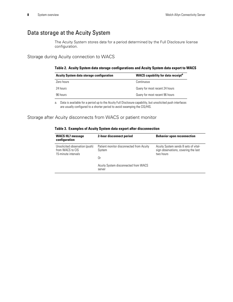 Data storage at the acuity system | Welch Allyn Connectivity Server - Programmers guide User Manual | Page 12 / 64