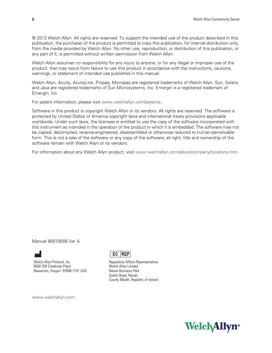 Welch Allyn Connectivity Server - Programmers guide User Manual | Page 2 / 64