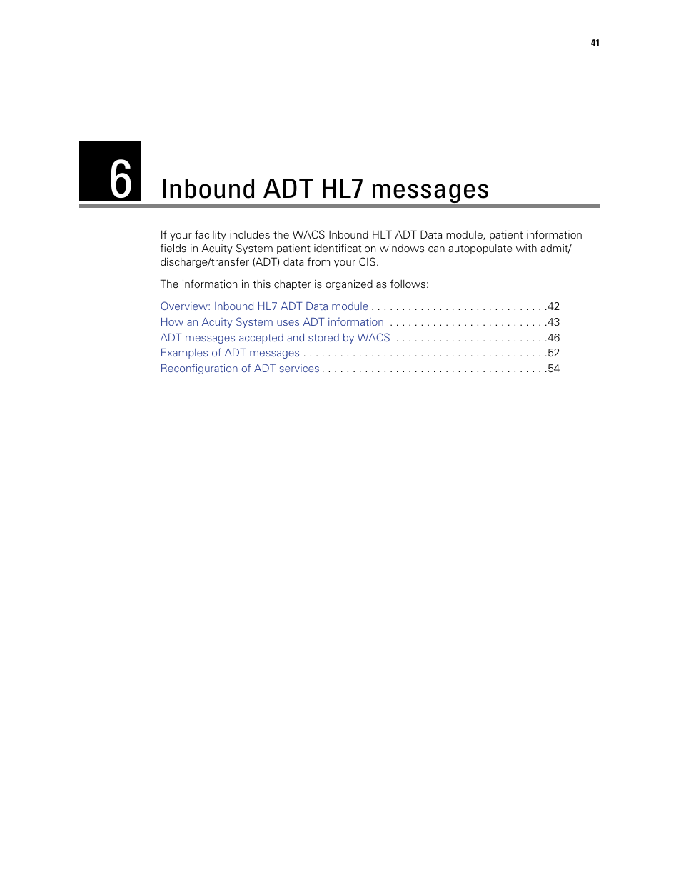 Inbound adt hl7 messages, 6 - inbound adt hl7 messages | Welch Allyn Connectivity Server - Programmers guide User Manual | Page 45 / 64