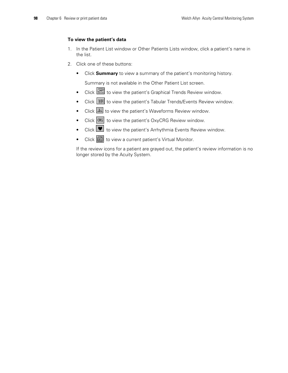 Welch Allyn Acuity and Mobile Acuity LT Central Monitoring Systems - User Manual User Manual | Page 102 / 214
