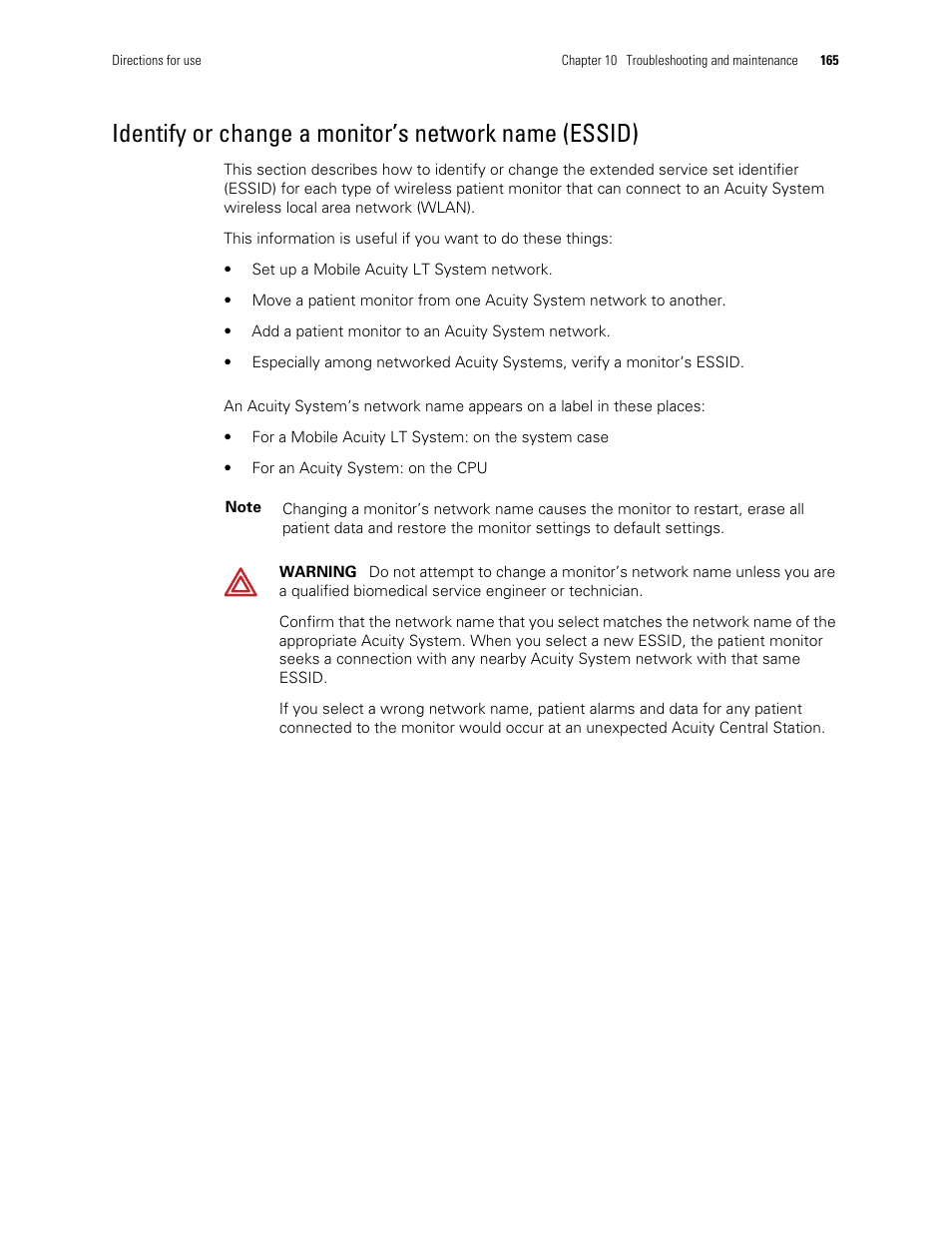 Welch Allyn Acuity and Mobile Acuity LT Central Monitoring Systems - User Manual User Manual | Page 169 / 214