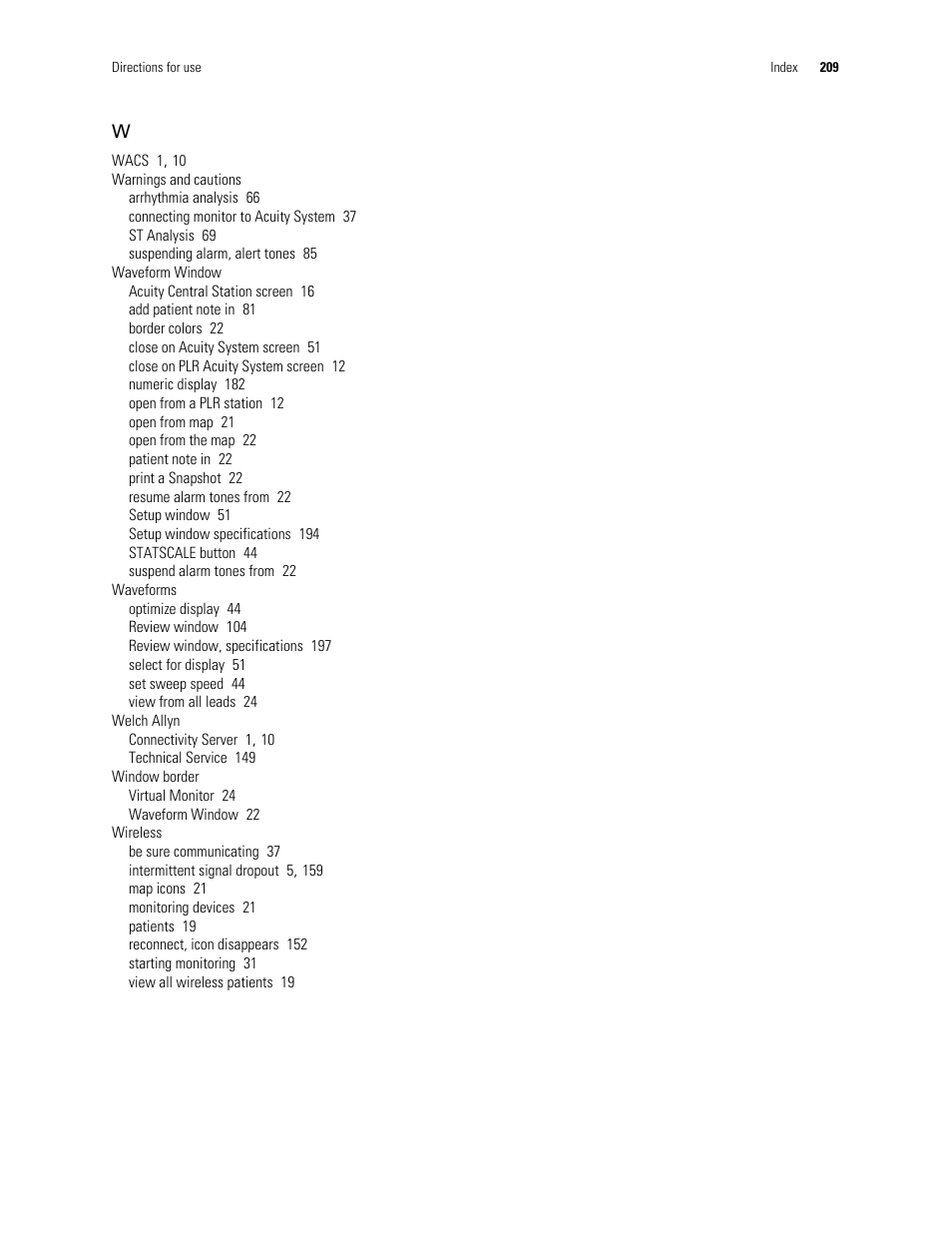 Welch Allyn Acuity and Mobile Acuity LT Central Monitoring Systems - User Manual User Manual | Page 213 / 214