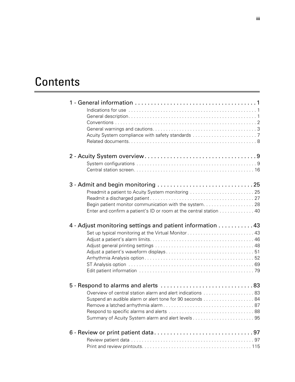 Welch Allyn Acuity and Mobile Acuity LT Central Monitoring Systems - User Manual User Manual | Page 3 / 214