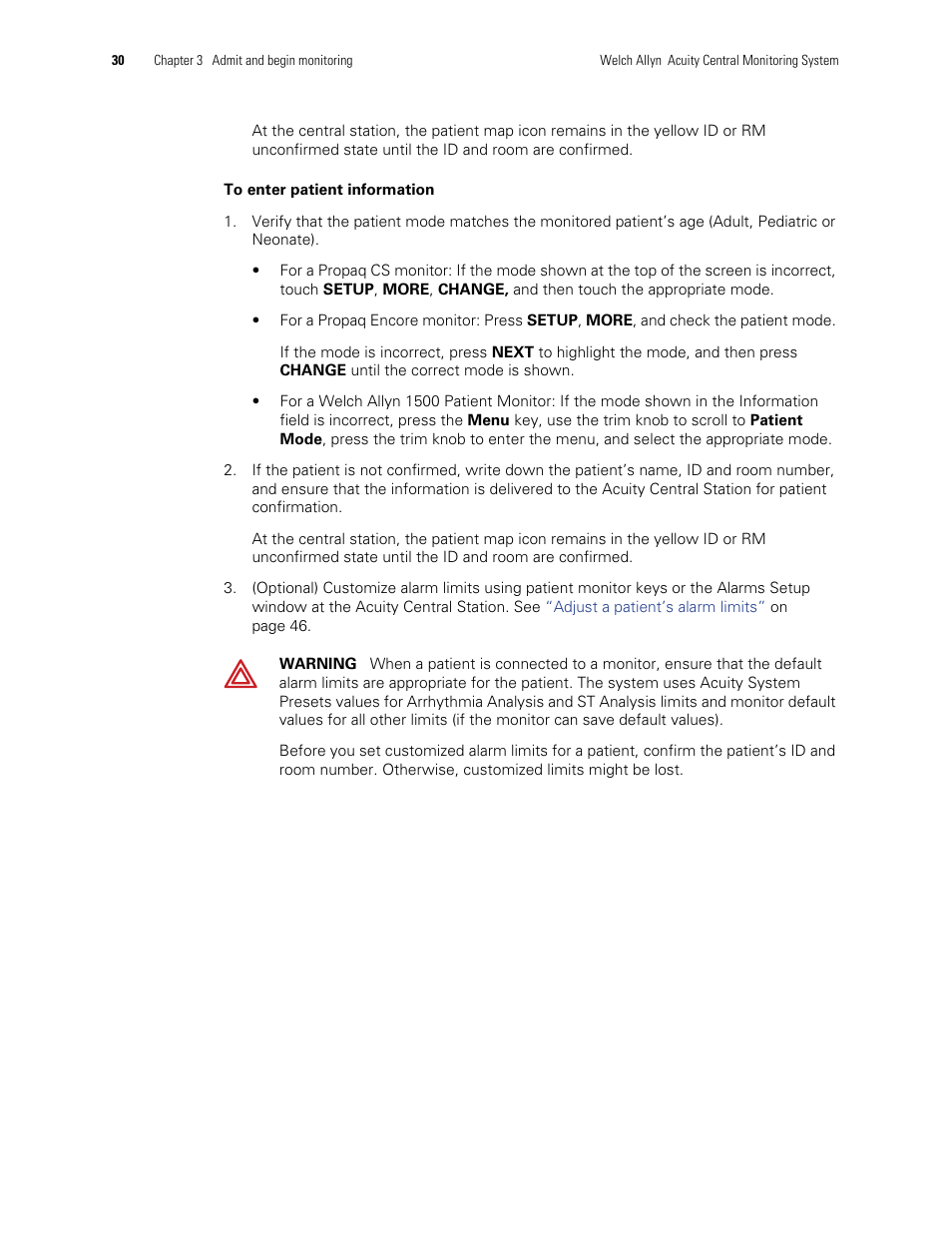 Welch Allyn Acuity and Mobile Acuity LT Central Monitoring Systems - User Manual User Manual | Page 34 / 214