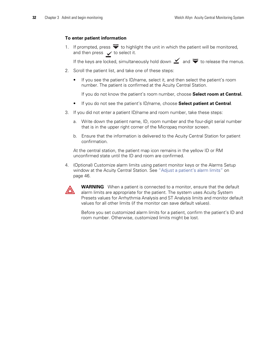 Welch Allyn Acuity and Mobile Acuity LT Central Monitoring Systems - User Manual User Manual | Page 36 / 214