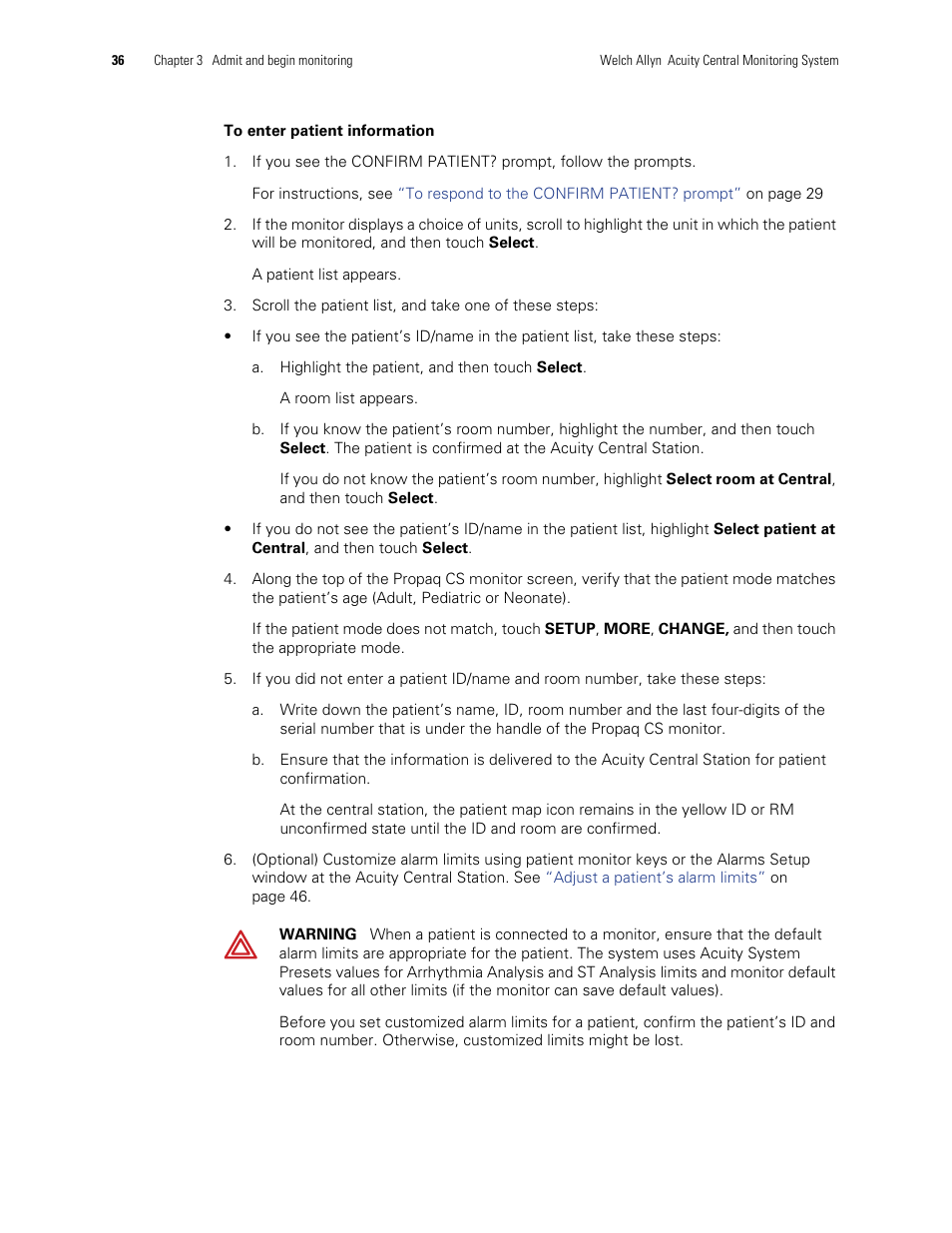 Welch Allyn Acuity and Mobile Acuity LT Central Monitoring Systems - User Manual User Manual | Page 40 / 214