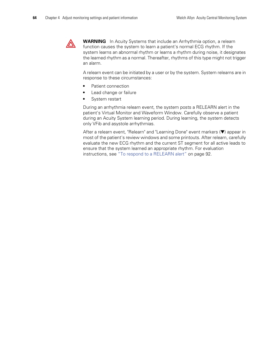 Welch Allyn Acuity and Mobile Acuity LT Central Monitoring Systems - User Manual User Manual | Page 68 / 214