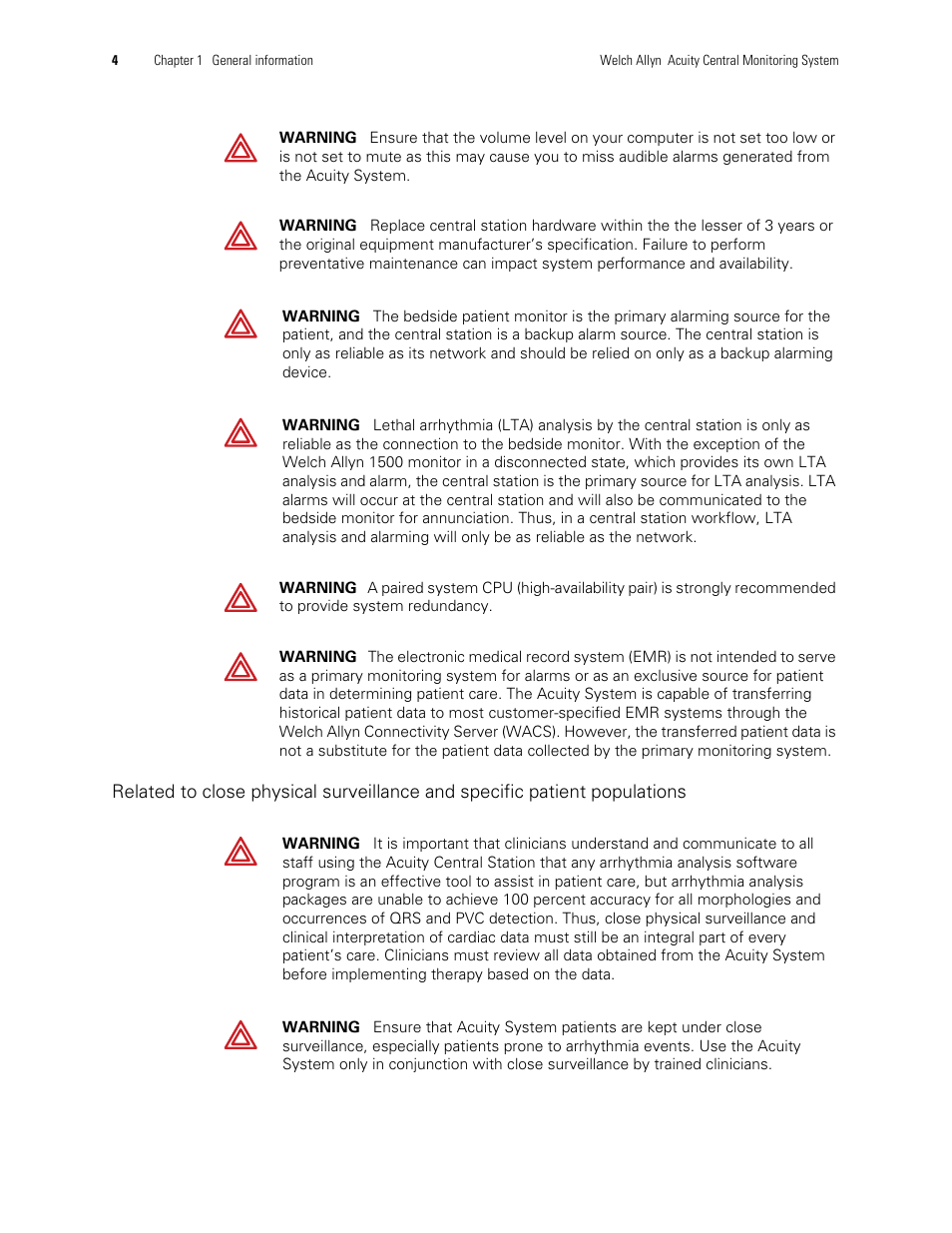 Welch Allyn Acuity and Mobile Acuity LT Central Monitoring Systems - User Manual User Manual | Page 8 / 214