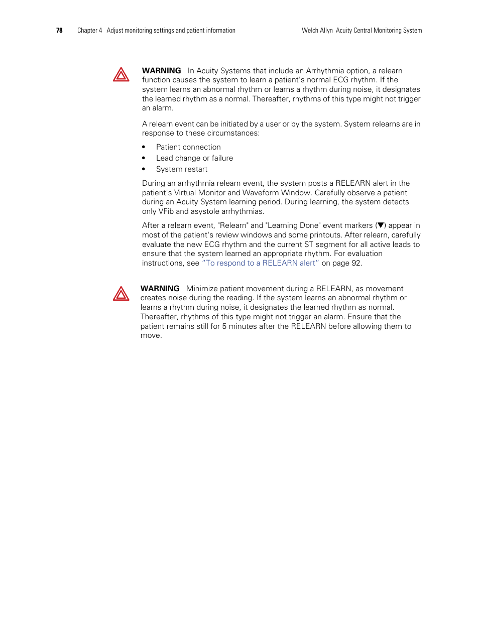 Welch Allyn Acuity and Mobile Acuity LT Central Monitoring Systems - User Manual User Manual | Page 82 / 214