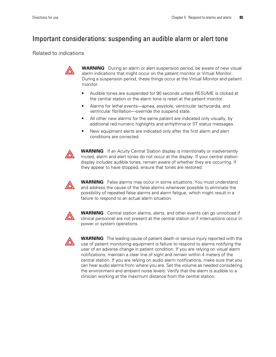 Welch Allyn Acuity and Mobile Acuity LT Central Monitoring Systems - User Manual User Manual | Page 89 / 214