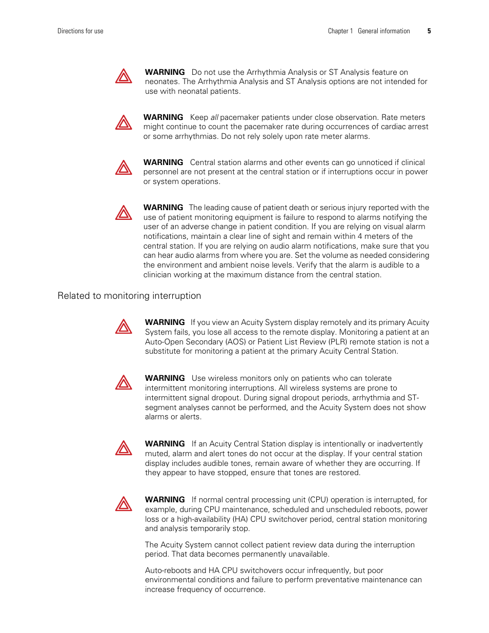 Welch Allyn Acuity and Mobile Acuity LT Central Monitoring Systems - User Manual User Manual | Page 9 / 214