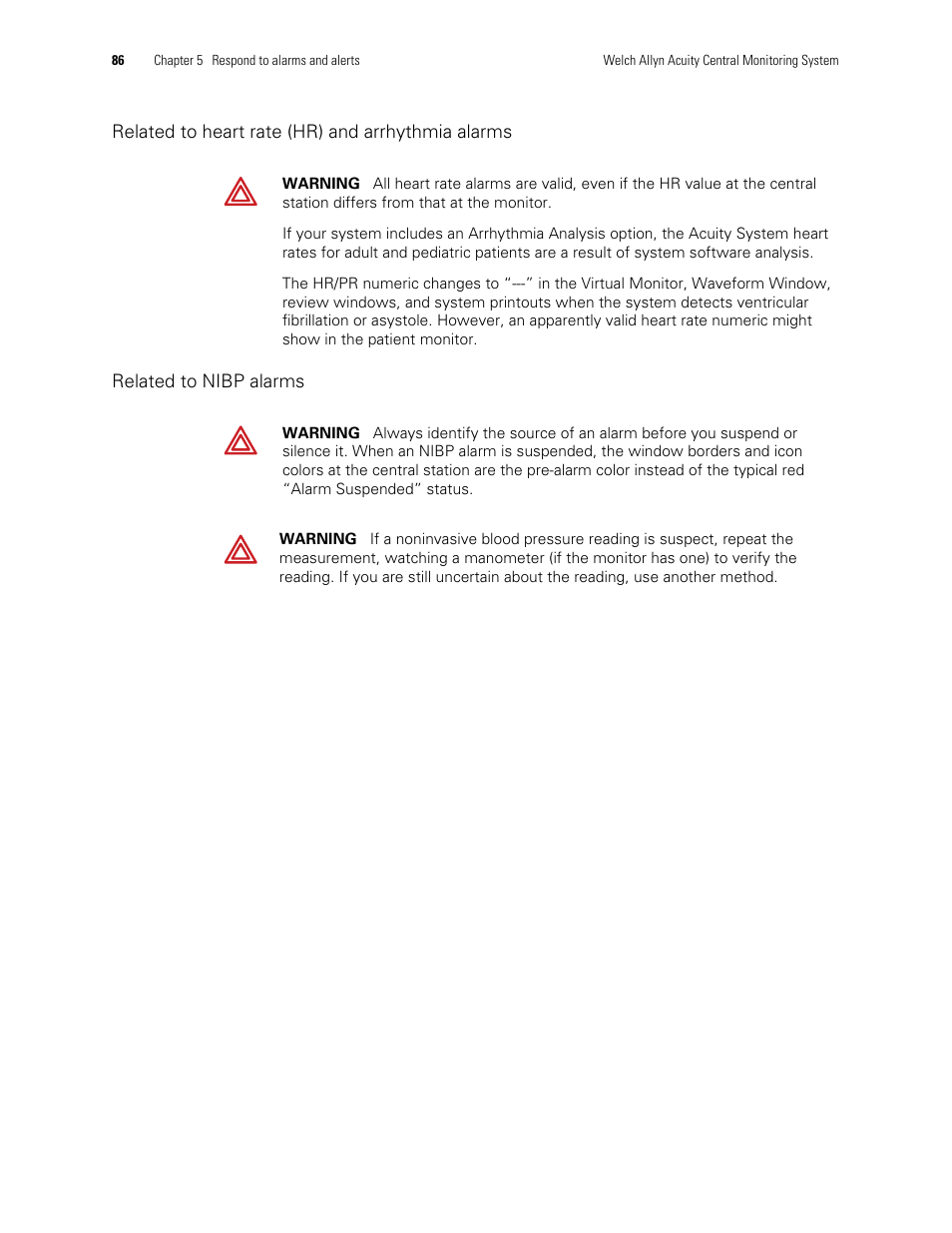 Welch Allyn Acuity and Mobile Acuity LT Central Monitoring Systems - User Manual User Manual | Page 90 / 214