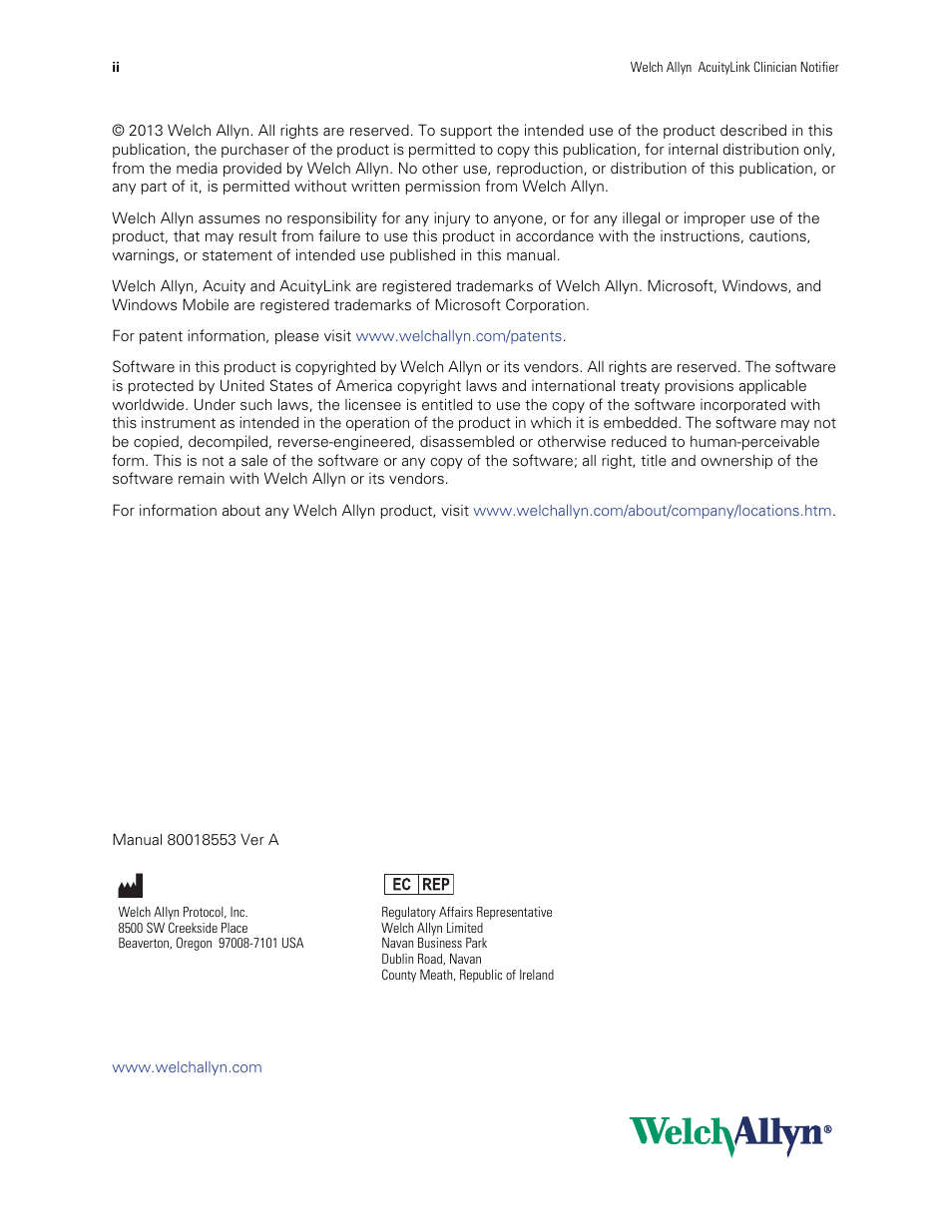 Welch Allyn AcuityLink Clinician Notifier - Software installation User Manual | Page 2 / 18
