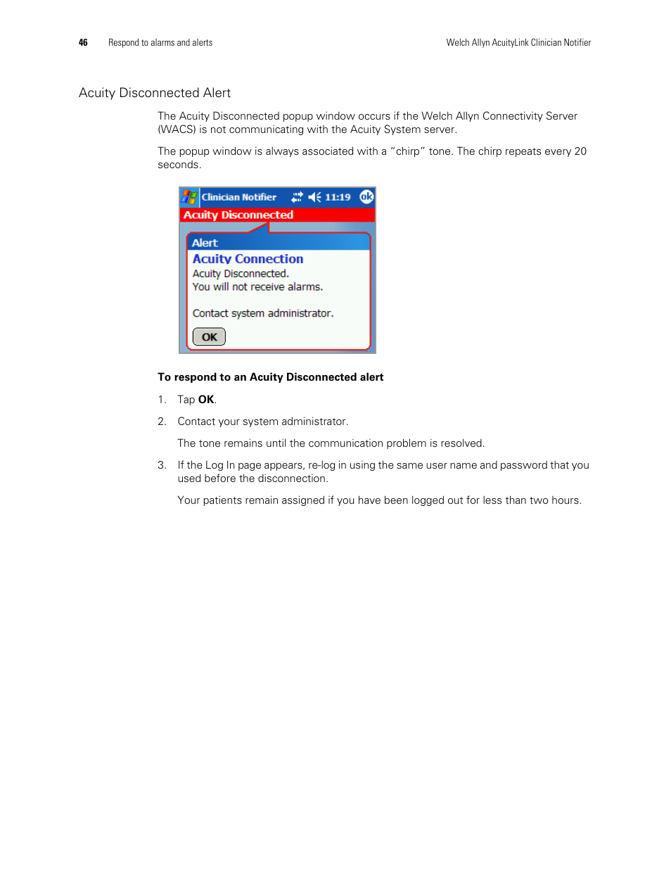 Welch Allyn AcuityLink Clinician Notifier - User Manual User Manual | Page 50 / 64