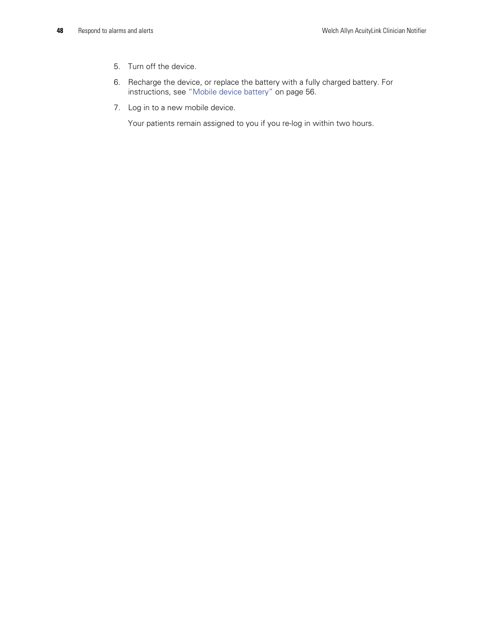 Welch Allyn AcuityLink Clinician Notifier - User Manual User Manual | Page 52 / 64