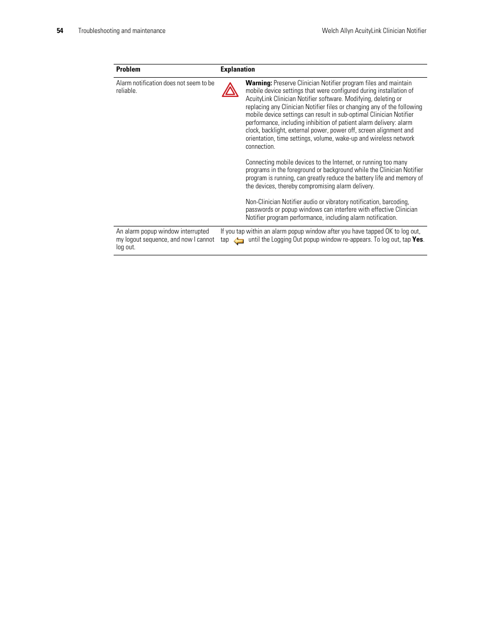 Welch Allyn AcuityLink Clinician Notifier - User Manual User Manual | Page 58 / 64