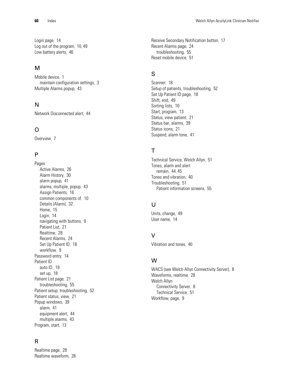 Welch Allyn AcuityLink Clinician Notifier - User Manual User Manual | Page 64 / 64