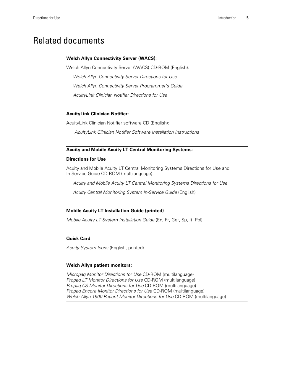 Related documents | Welch Allyn AcuityLink Clinician Notifier - User Manual User Manual | Page 9 / 64