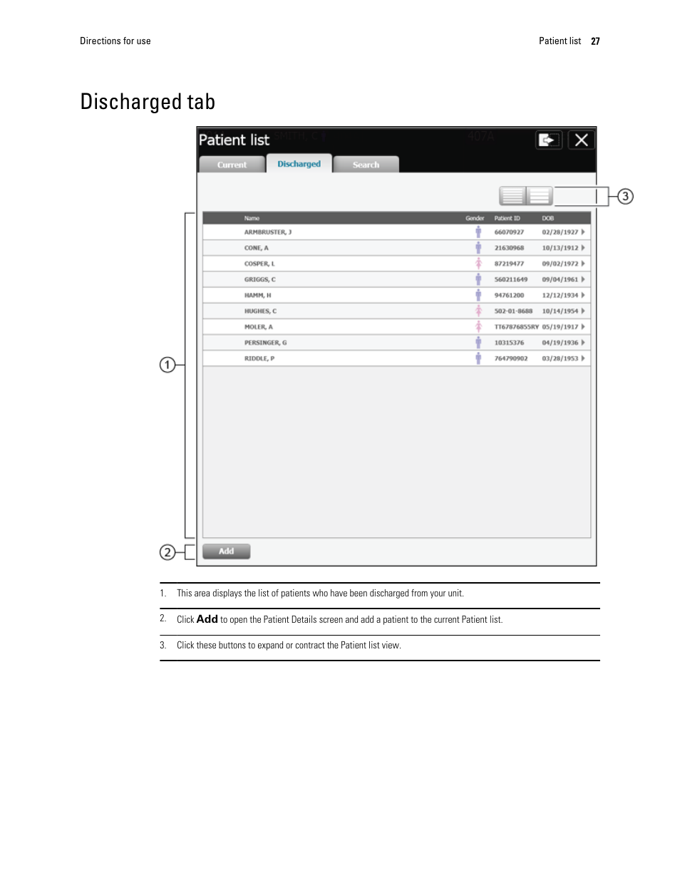 Discharged tab | Welch Allyn Connex Central Station - User Manual User Manual | Page 33 / 98