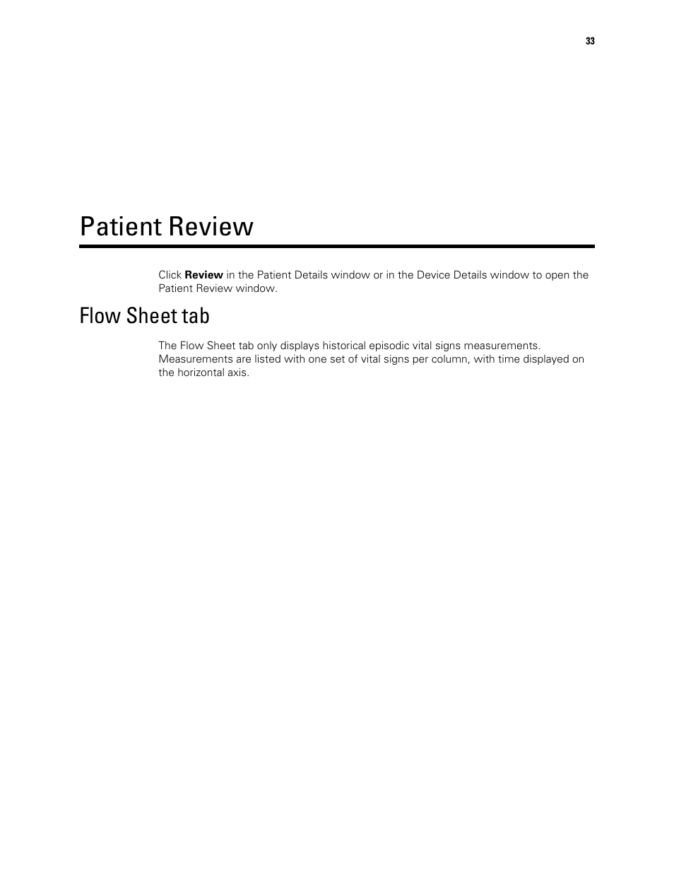 Patient review, Flow sheet tab | Welch Allyn Connex Central Station - User Manual User Manual | Page 39 / 98