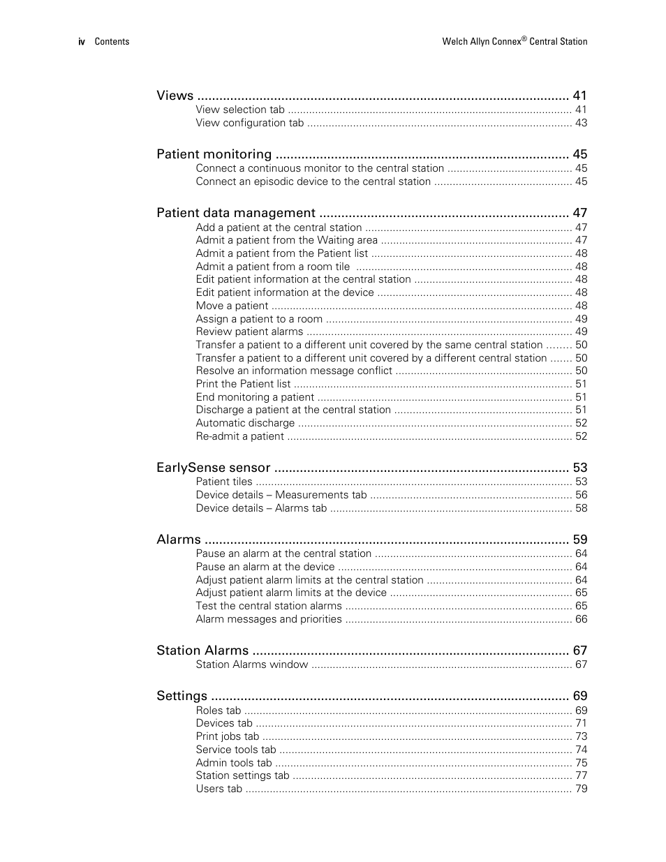 Welch Allyn Connex Central Station - User Manual User Manual | Page 4 / 98