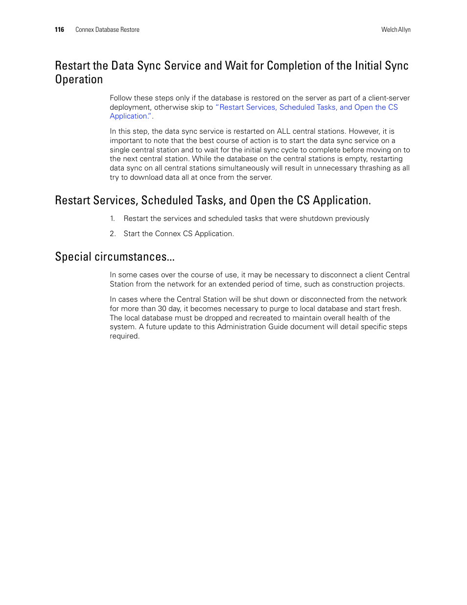 Special circumstances | Welch Allyn Connex CS Central Station & Server - User Manual User Manual | Page 122 / 170