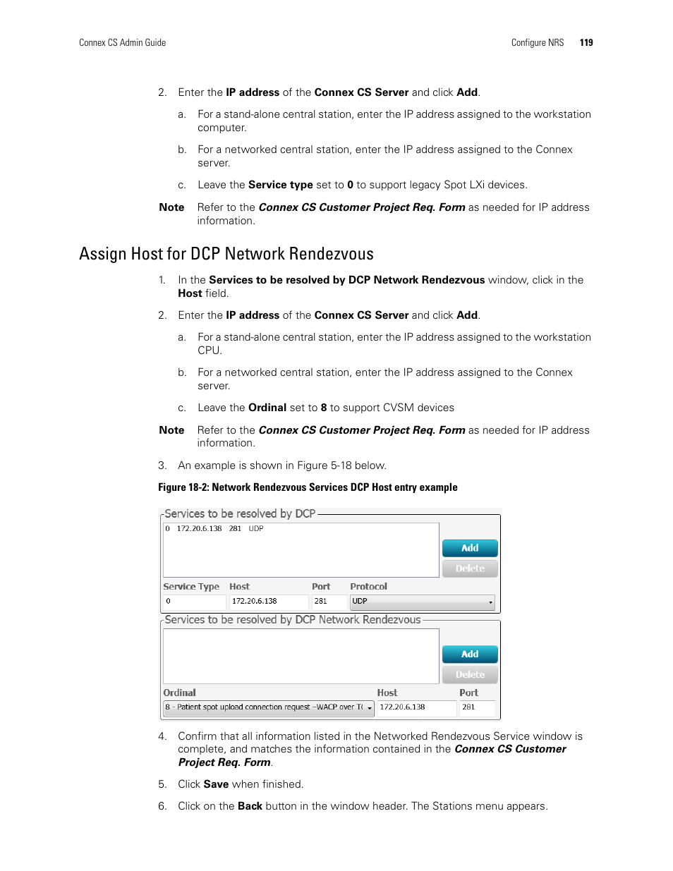 Assign host for dcp network rendezvous | Welch Allyn Connex CS Central Station & Server - User Manual User Manual | Page 125 / 170