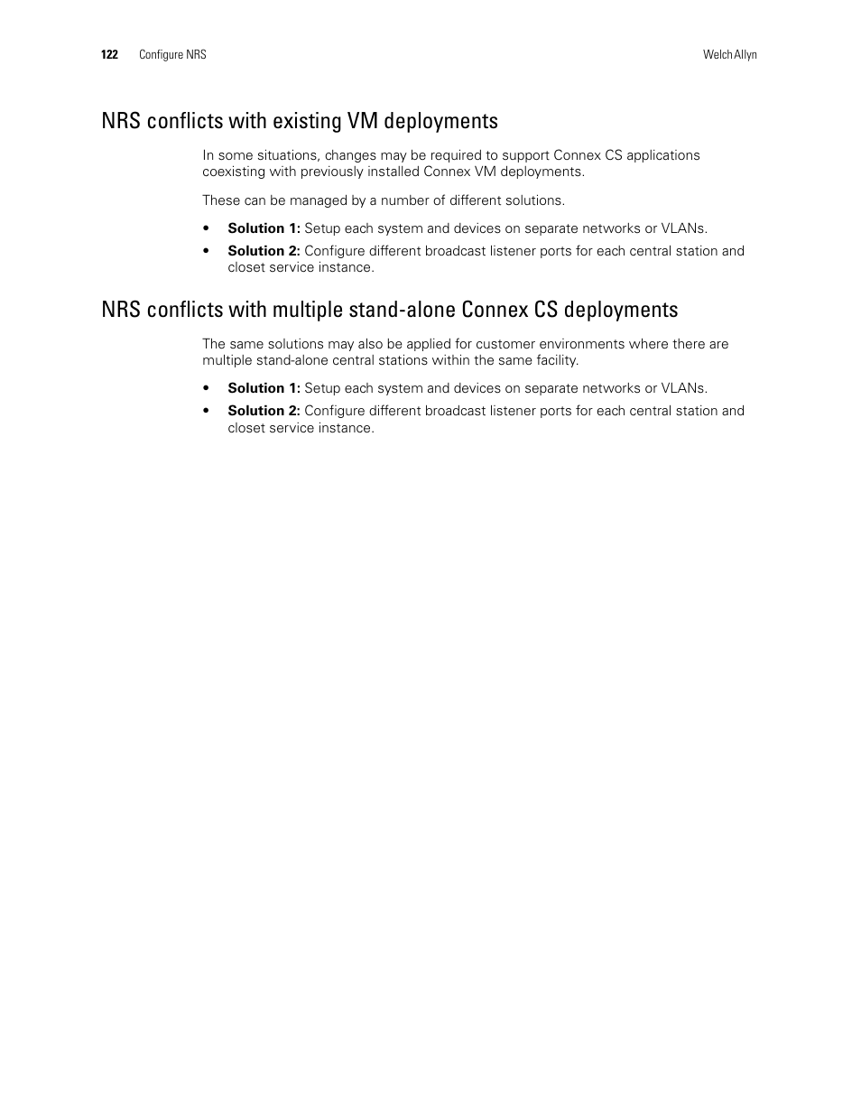 Nrs conflicts with existing vm deployments | Welch Allyn Connex CS Central Station & Server - User Manual User Manual | Page 128 / 170