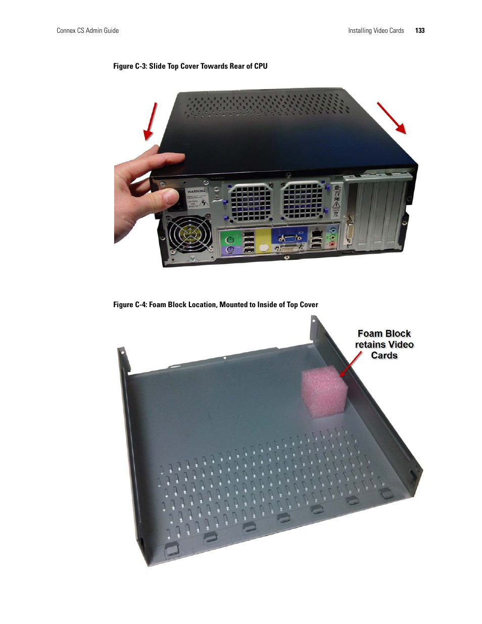 Figure c-3: slide top cover towards rear of cpu, Cover | Welch Allyn Connex CS Central Station & Server - User Manual User Manual | Page 139 / 170