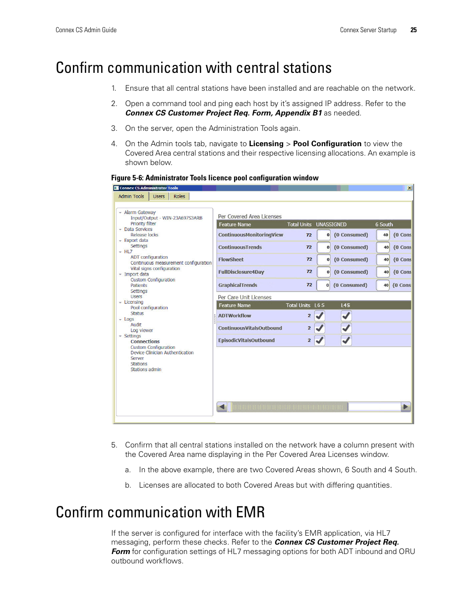 Confirm communication with central stations, Confirm communication with emr | Welch Allyn Connex CS Central Station & Server - User Manual User Manual | Page 31 / 170