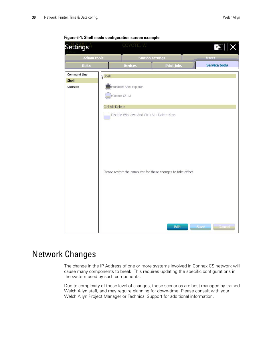 Network changes | Welch Allyn Connex CS Central Station & Server - User Manual User Manual | Page 36 / 170