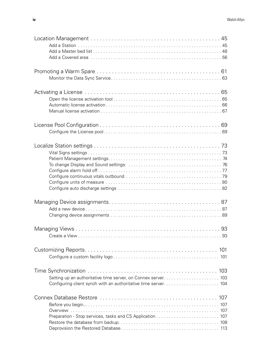 Welch Allyn Connex CS Central Station & Server - User Manual User Manual | Page 4 / 170