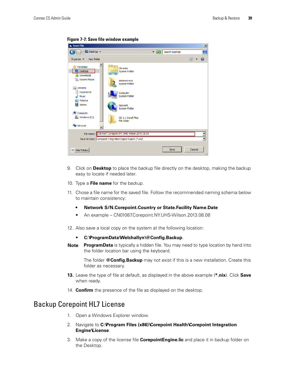 Backup corepoint hl7 license | Welch Allyn Connex CS Central Station & Server - User Manual User Manual | Page 45 / 170