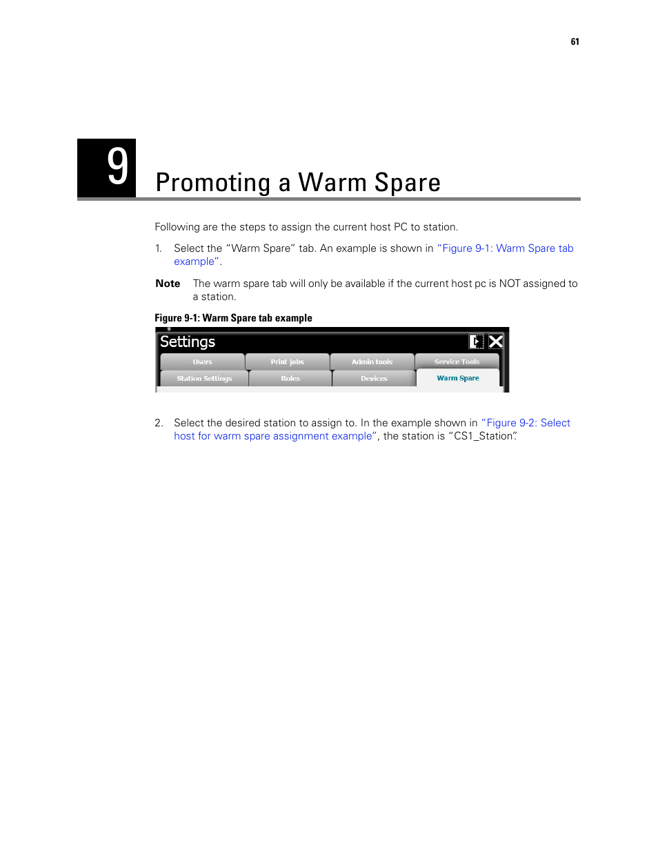 Promoting a warm spare | Welch Allyn Connex CS Central Station & Server - User Manual User Manual | Page 67 / 170