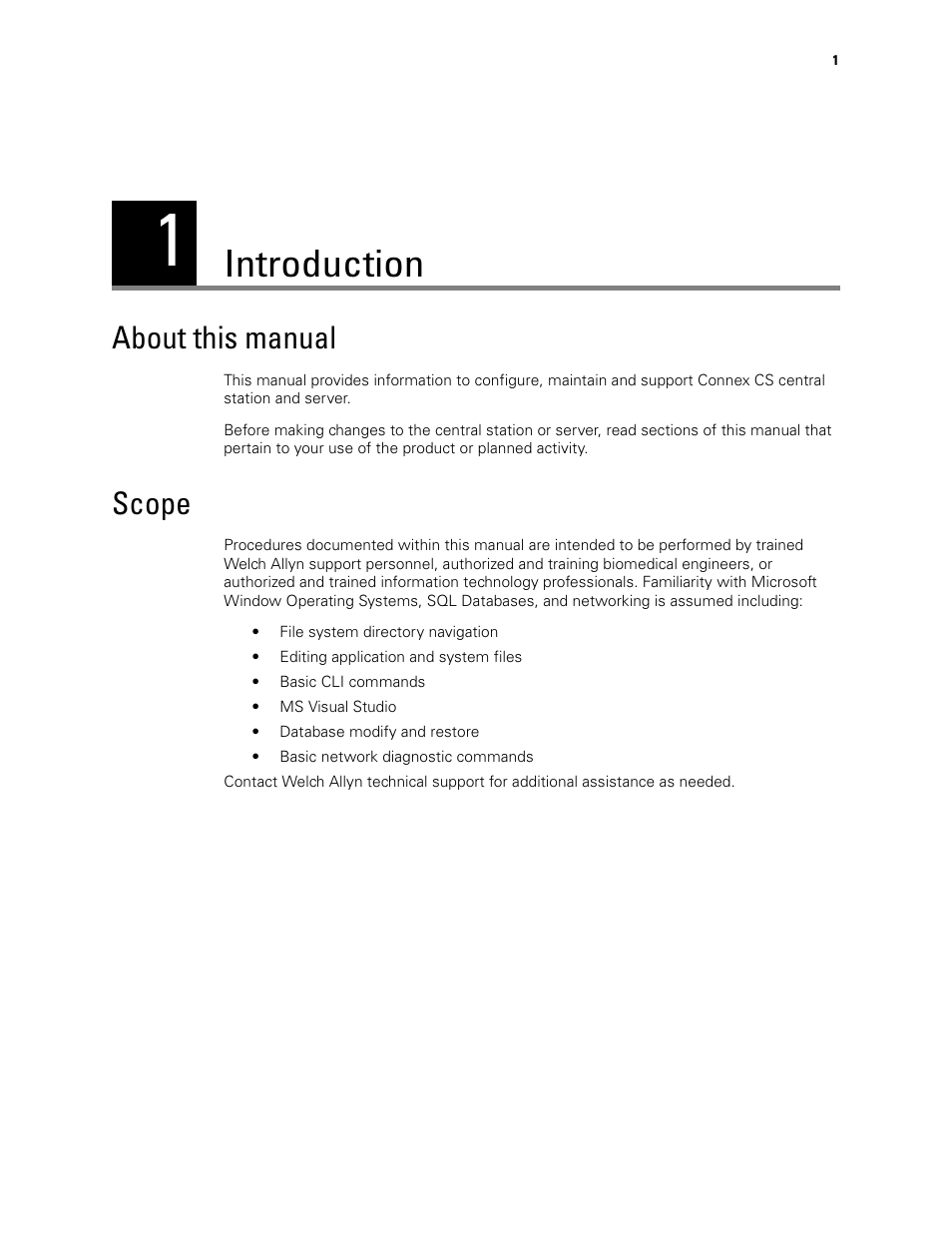 Introduction, About this manual, Scope | About this manual scope | Welch Allyn Connex CS Central Station & Server - User Manual User Manual | Page 7 / 170