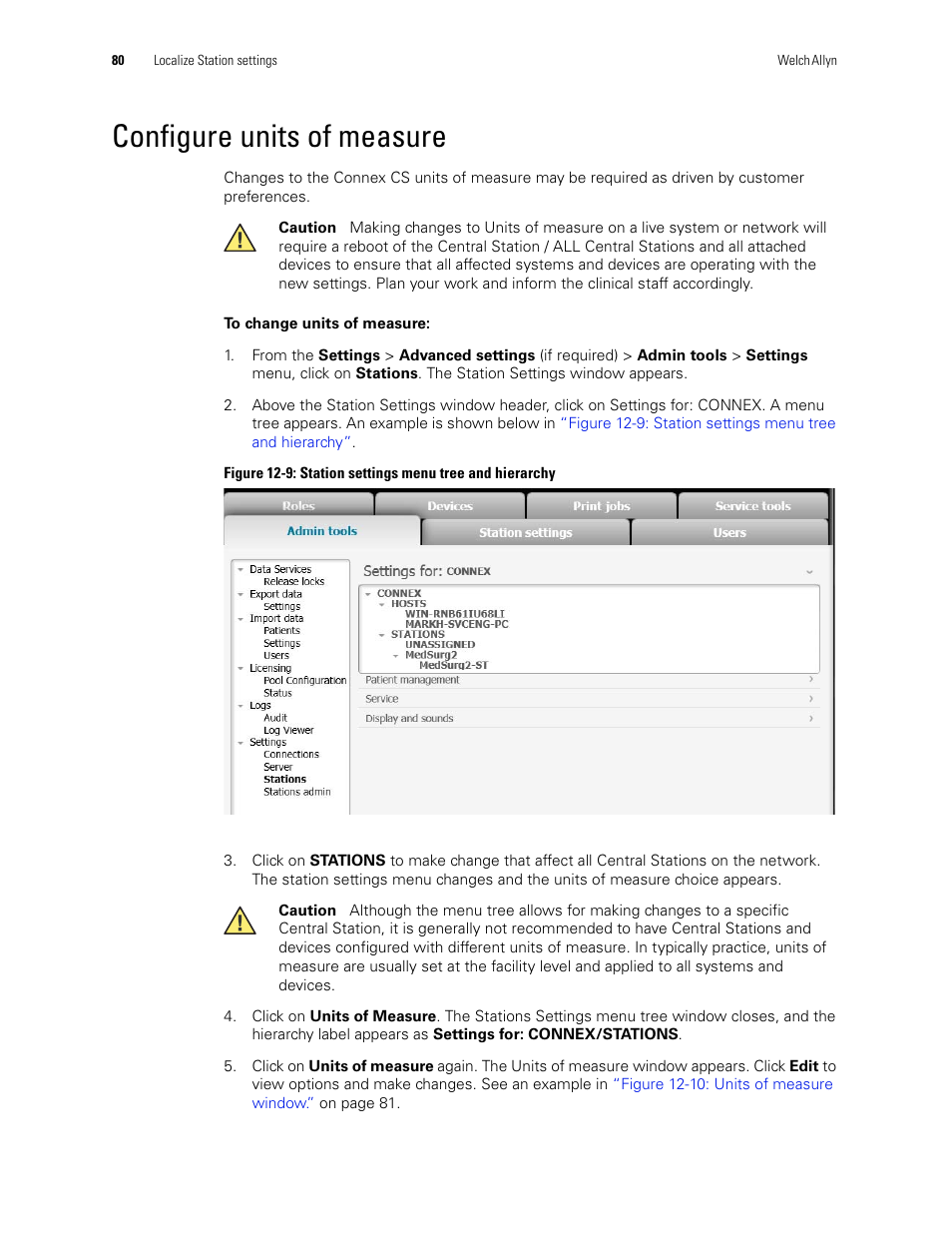 Configure units of measure | Welch Allyn Connex CS Central Station & Server - User Manual User Manual | Page 86 / 170