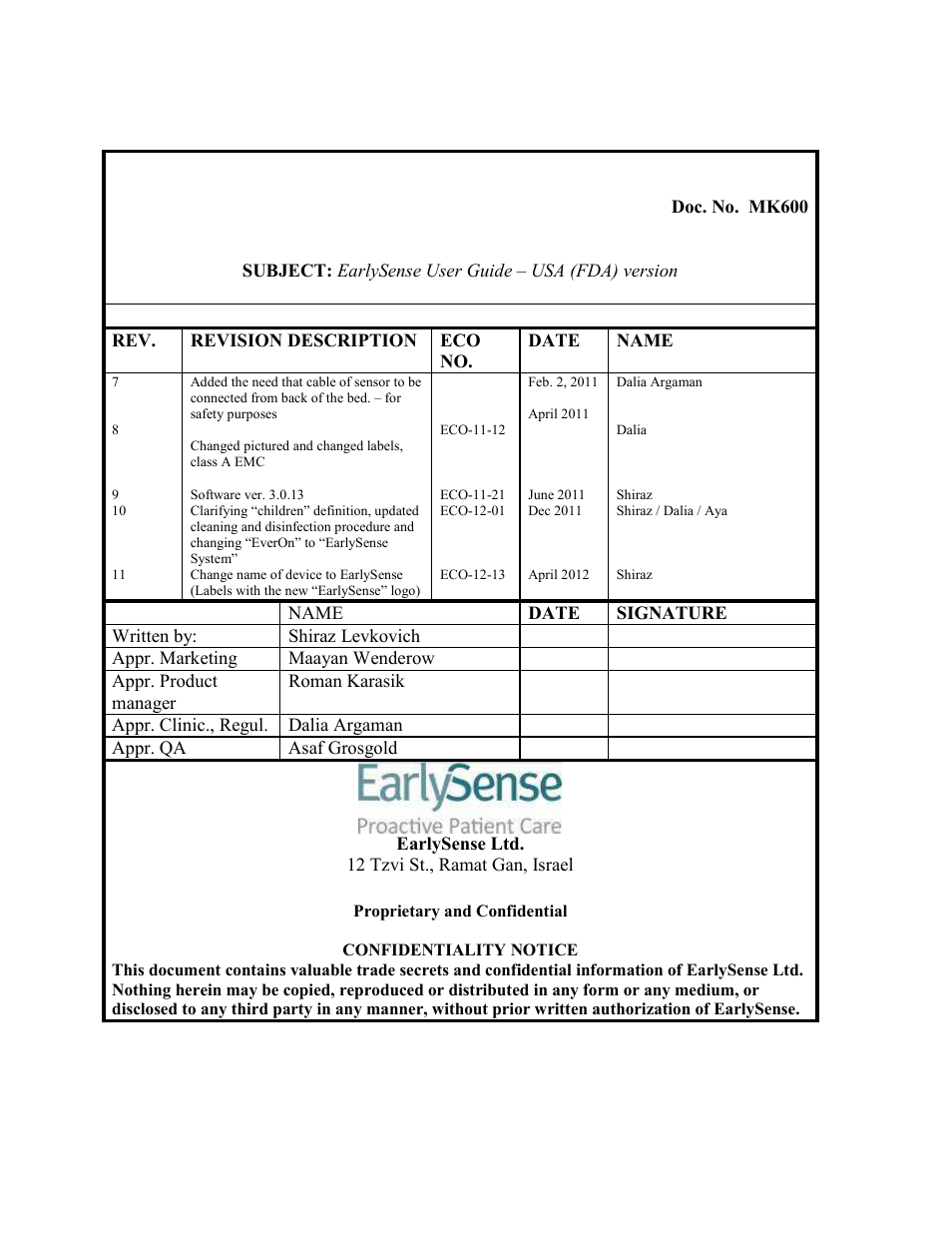 Welch Allyn EarlySense System 1.0 - Equivalent to model EverOn 1.0 - User Manual User Manual | 73 pages