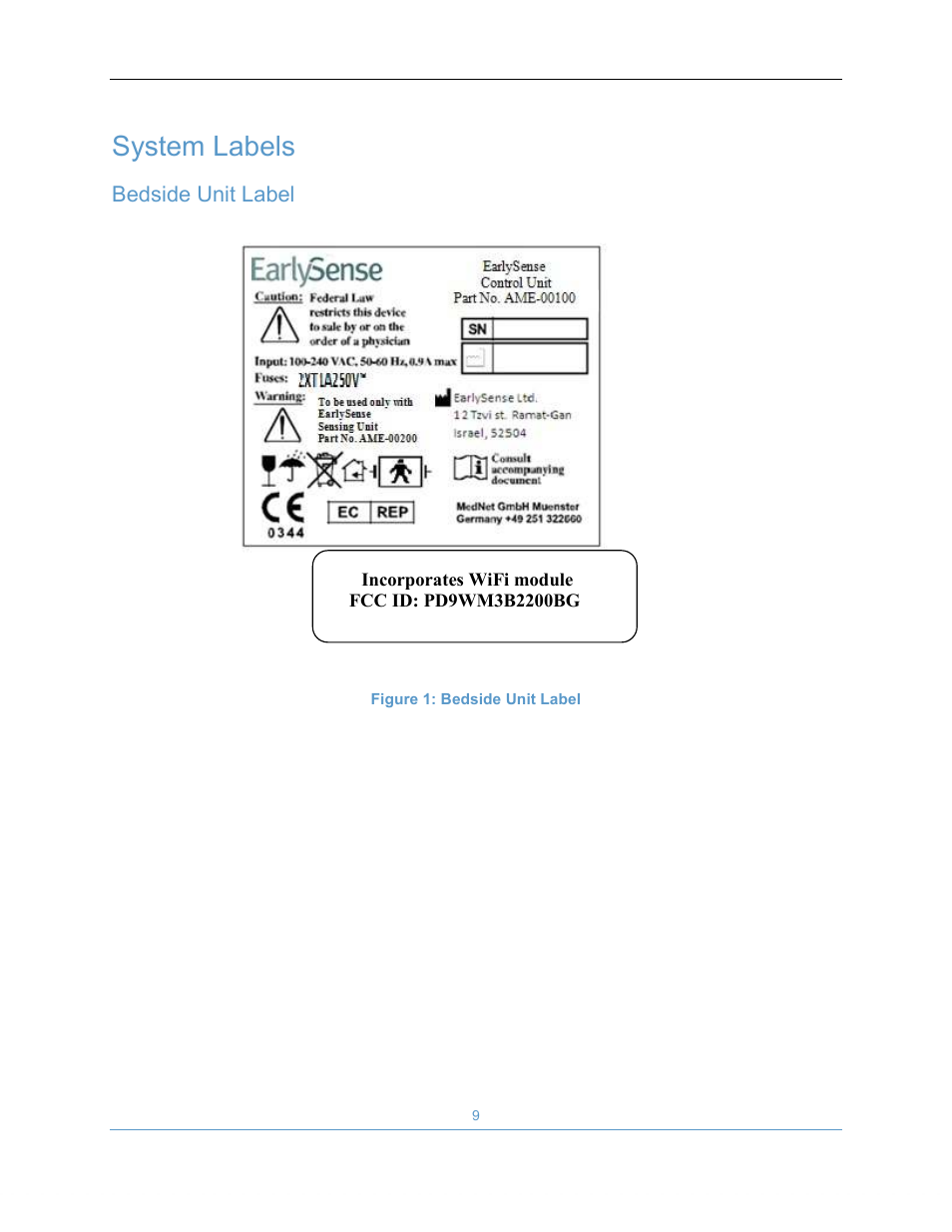 System labels | Welch Allyn EarlySense System 1.0 - Equivalent to model EverOn 1.0 - User Manual User Manual | Page 15 / 73