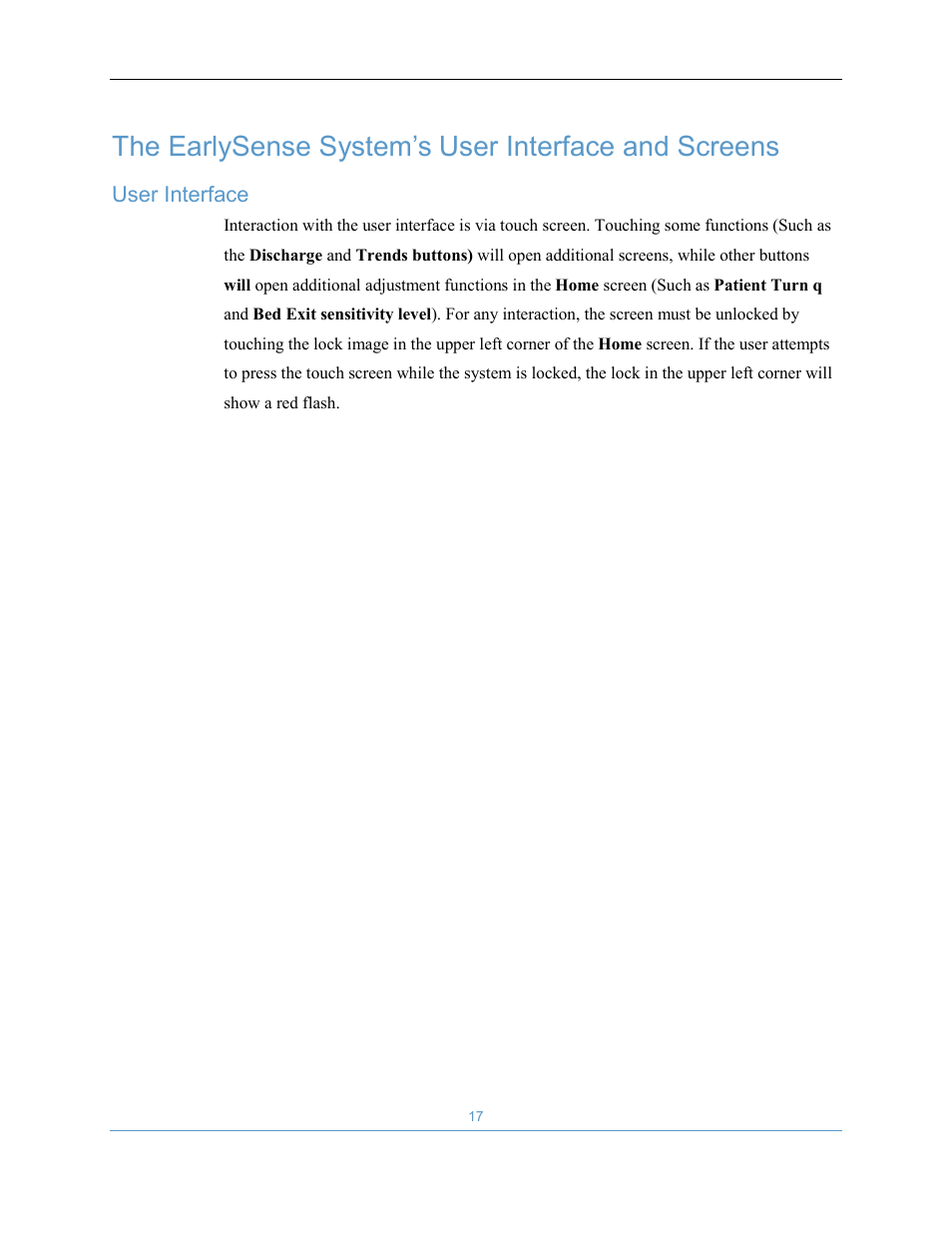 The earlysense system’s user interface and screens | Welch Allyn EarlySense System 1.0 - Equivalent to model EverOn 1.0 - User Manual User Manual | Page 23 / 73