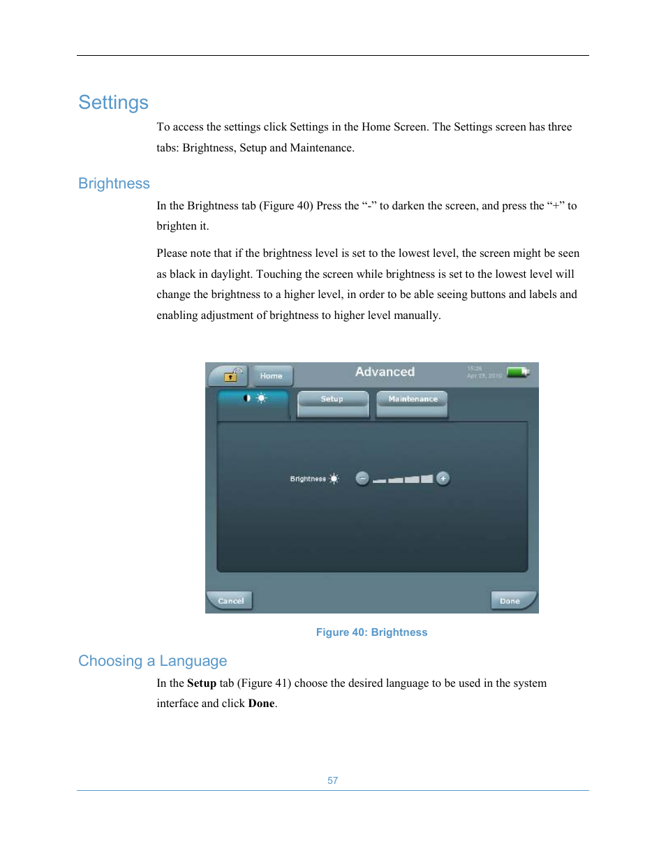 Settings | Welch Allyn EarlySense System 1.0 - Equivalent to model EverOn 1.0 - User Manual User Manual | Page 63 / 73