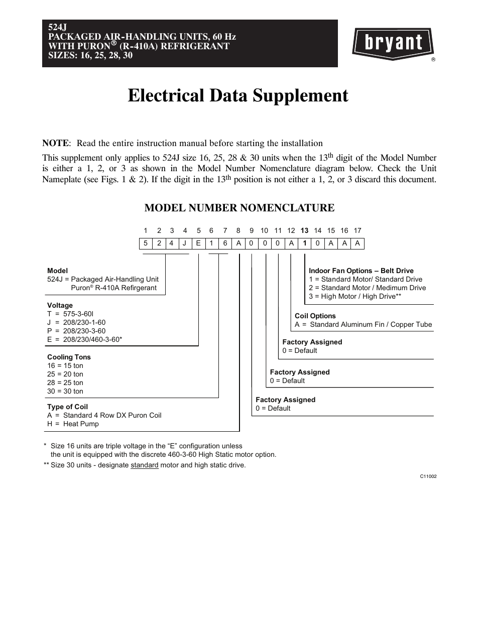 Bryant Packaged Air Handling Units 542J User Manual | 4 pages