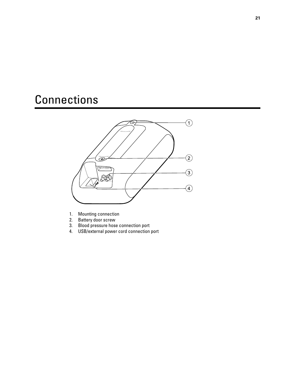 Connections | Welch Allyn Connex ProBP 3400 digital blood pressure device - User Manual User Manual | Page 27 / 80