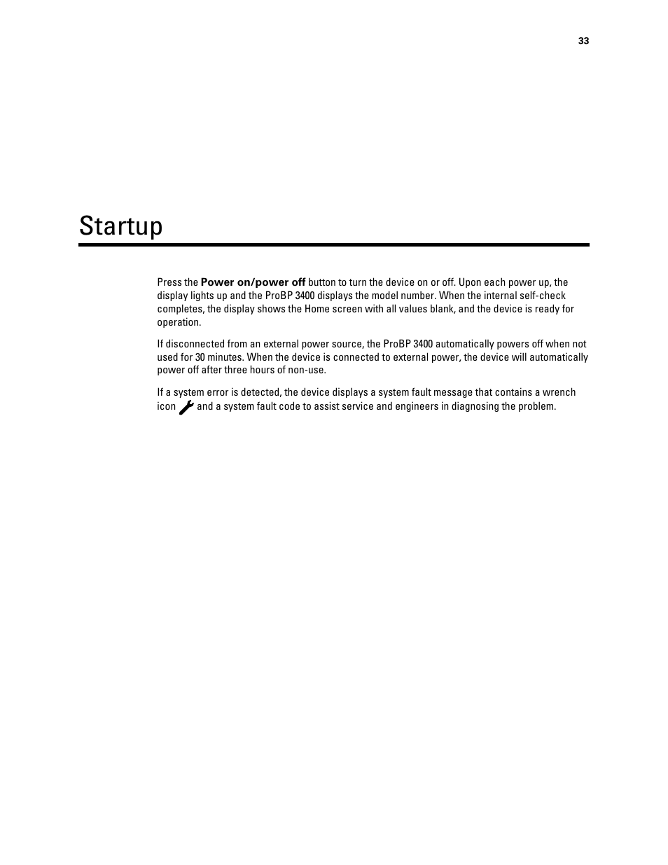 Startup | Welch Allyn Connex ProBP 3400 digital blood pressure device - User Manual User Manual | Page 39 / 80