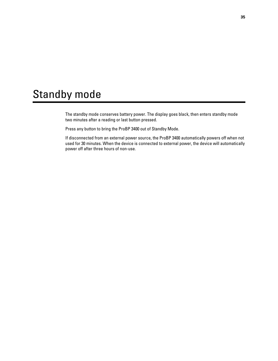 Standby mode | Welch Allyn Connex ProBP 3400 digital blood pressure device - User Manual User Manual | Page 41 / 80