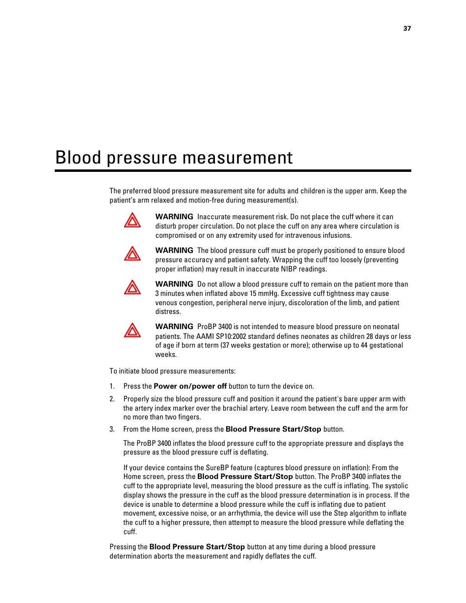 Blood pressure measurement | Welch Allyn Connex ProBP 3400 digital blood pressure device - User Manual User Manual | Page 43 / 80