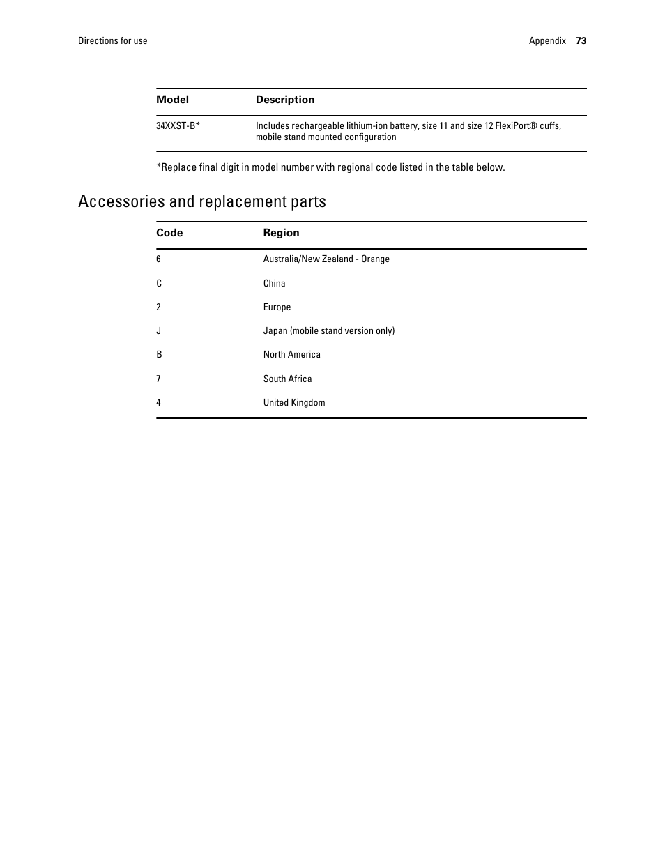 Accessories and replacement parts | Welch Allyn Connex ProBP 3400 digital blood pressure device - User Manual User Manual | Page 79 / 80
