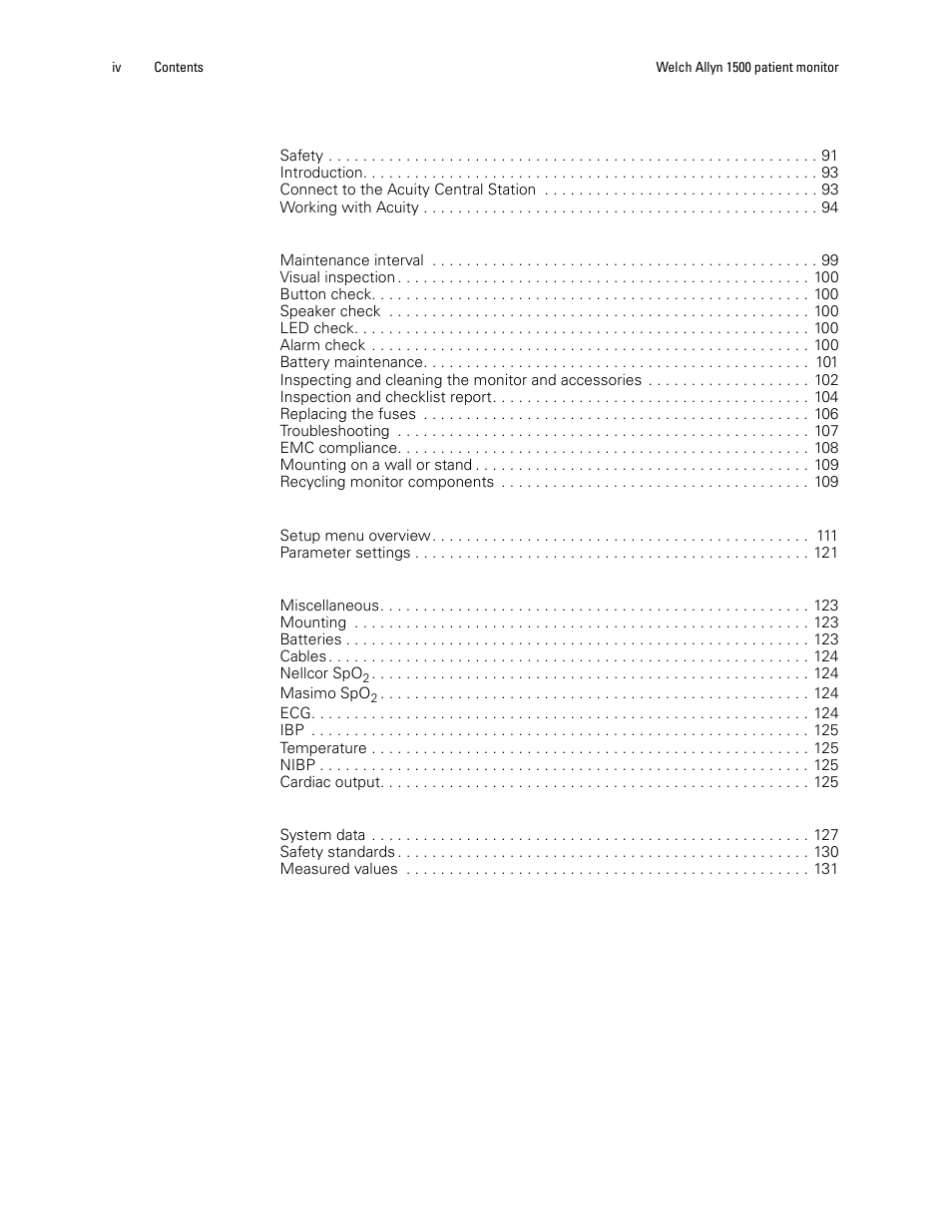 Welch Allyn 1500 Patient Monitor v.1.4.X - User Manual User Manual | Page 4 / 144